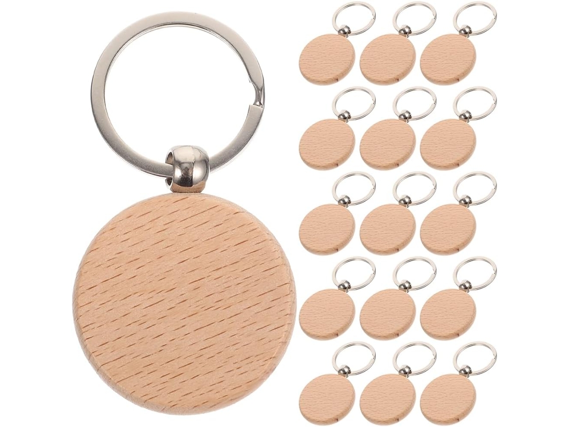 20 Peças De Chaveiros De Madeira Em Branco Para Decoração Diy, Incluindo Anéis E Pingentes Para Bolsas.