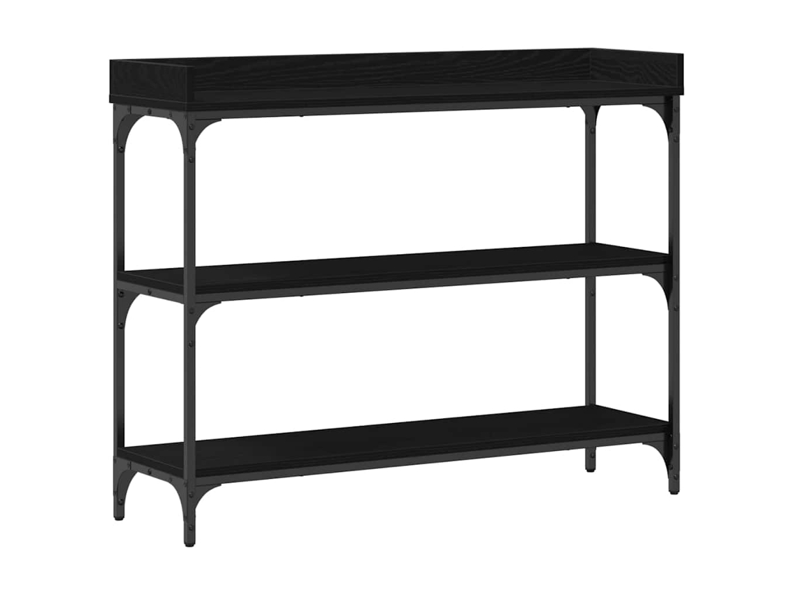 Mesa Consola | Mesa De Entrada | Mesa De Apoyo Con Estante Roble Negro 100 X 30 X 80 Cm