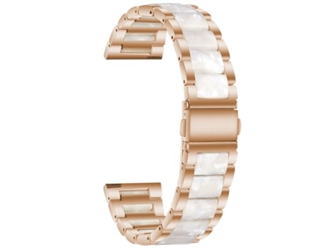 Correa de reloj inteligente para reloj inteligente Samsung de 20 mm con tres cuentas de acero + resina (oro rosa blanco)