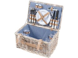Cesta de picnic Lumparland para 4 personas 42x28x20cm - Blanco / Azul CASA.PRO