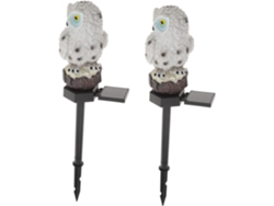 Lámpara Solar Led De Resina Con Forma De Búho Para Exteriores (2 Piezas) Con Estaca, Luz Solar Para Jardín Y Patio.
