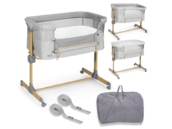 Mini Sleepy Co-Sleeping Cuna Simulación de Madera Cuna Co-Sleeping Ajustable en Varias Alturas Reclinable Incluye Mosquitera de Serie MS