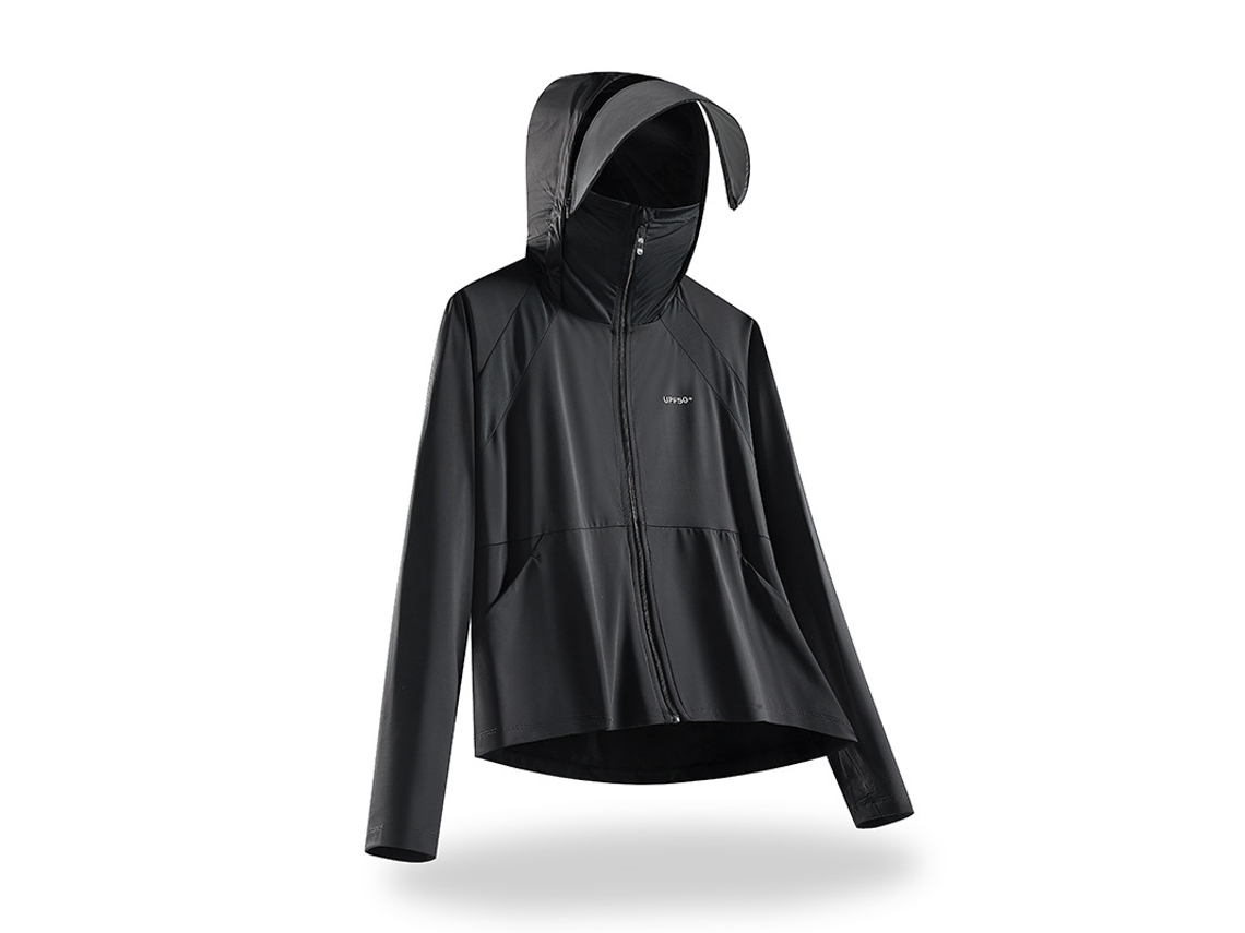 Chaqueta Feminina Chrui Protección Upf 50+ Seda De Hielo Secado Rápido (negro, Xl)