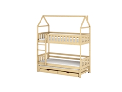 Cama Infantil FURNLUX Iga (Beige, Madera Maciza - 88X168X217 Cm / 80X160 Cm)