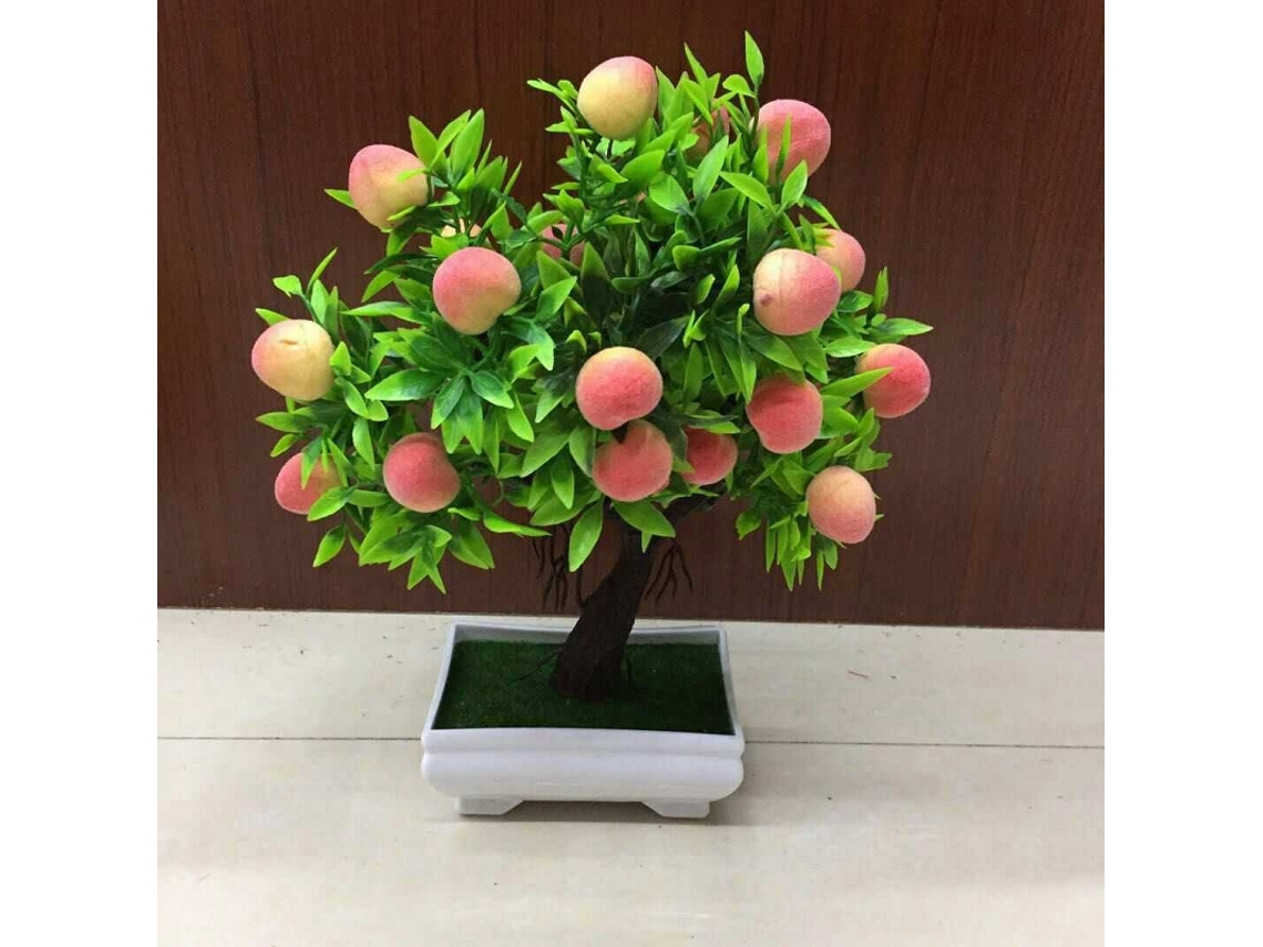 KOFIHETY Planta Artificial Bonsái Naranja con Macetas de Plástico + Árbol Frutal Pequeño para Decoración de Hogar, Sala de Estar, Hotel y Fiesta