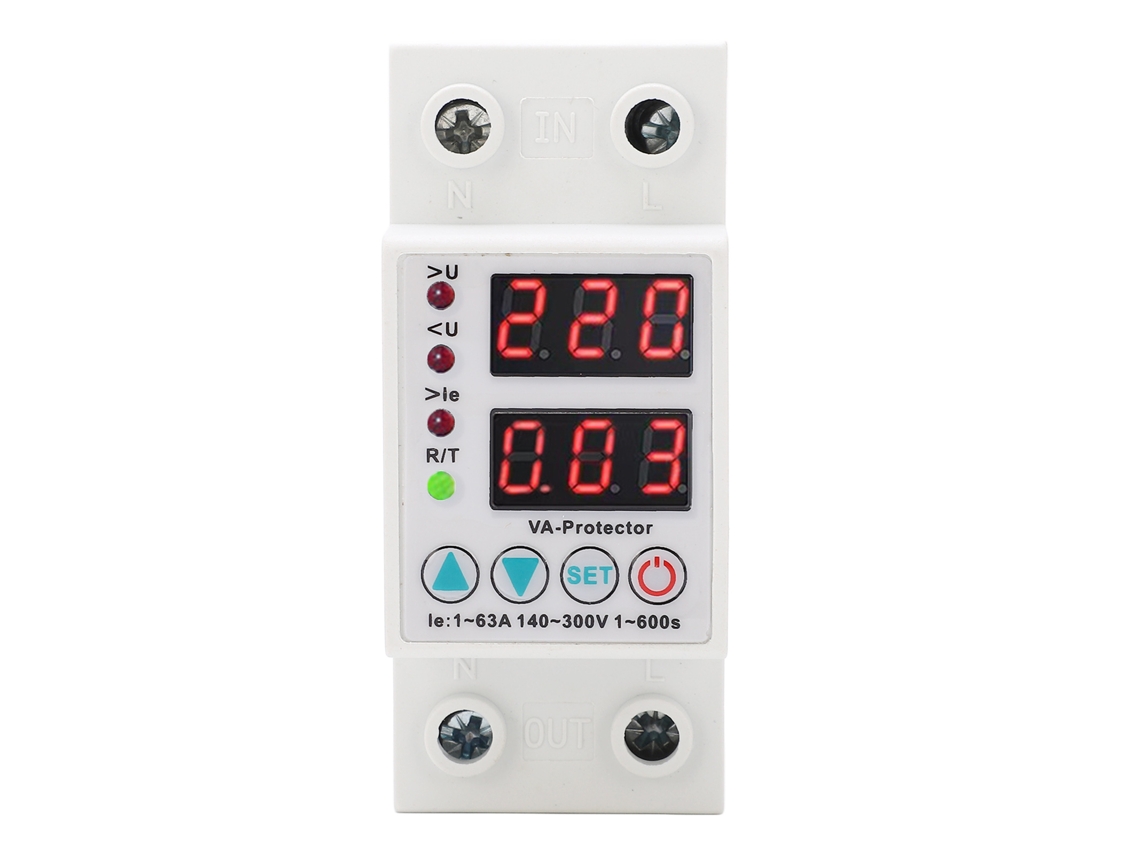 Dispositivo De Protección Contra Sobretensiones Ajustable Con Pantalla Digital 1-63a 230v Retardante De Llama Recuperación Automática