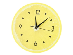Reloj de pared con forma de limón, decoración tropical moderna para la cocina