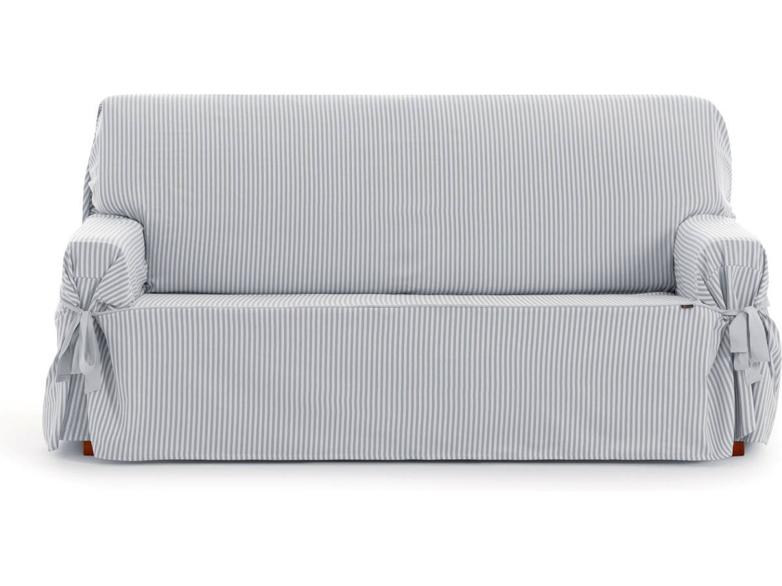 Funda de Sofá 3 Plazas EYSA Calma con Lazos (110 x 230 x 70 cm - Algodón y Poliéster - Gris claro)