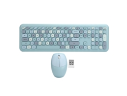 Conjunto Teclado E Mouse Sem Fio 2.4g 110 Teclas Acessório De Computador Botões Multimídia Plug And Play Azul