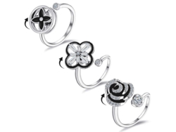 Conjunto De 3 Anillos Antiestrés Con Rueda Giratoria Universal Ajustable Para Aliviar El Estrés En Mujeres.