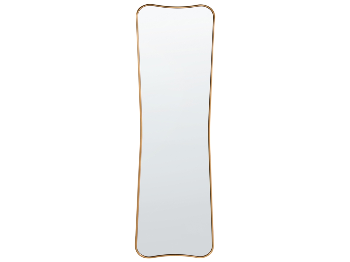 Espejo colgante Beliani Brieuc con marco ondulado dorado en MDF dorado, 50 x 2 x 160 cm