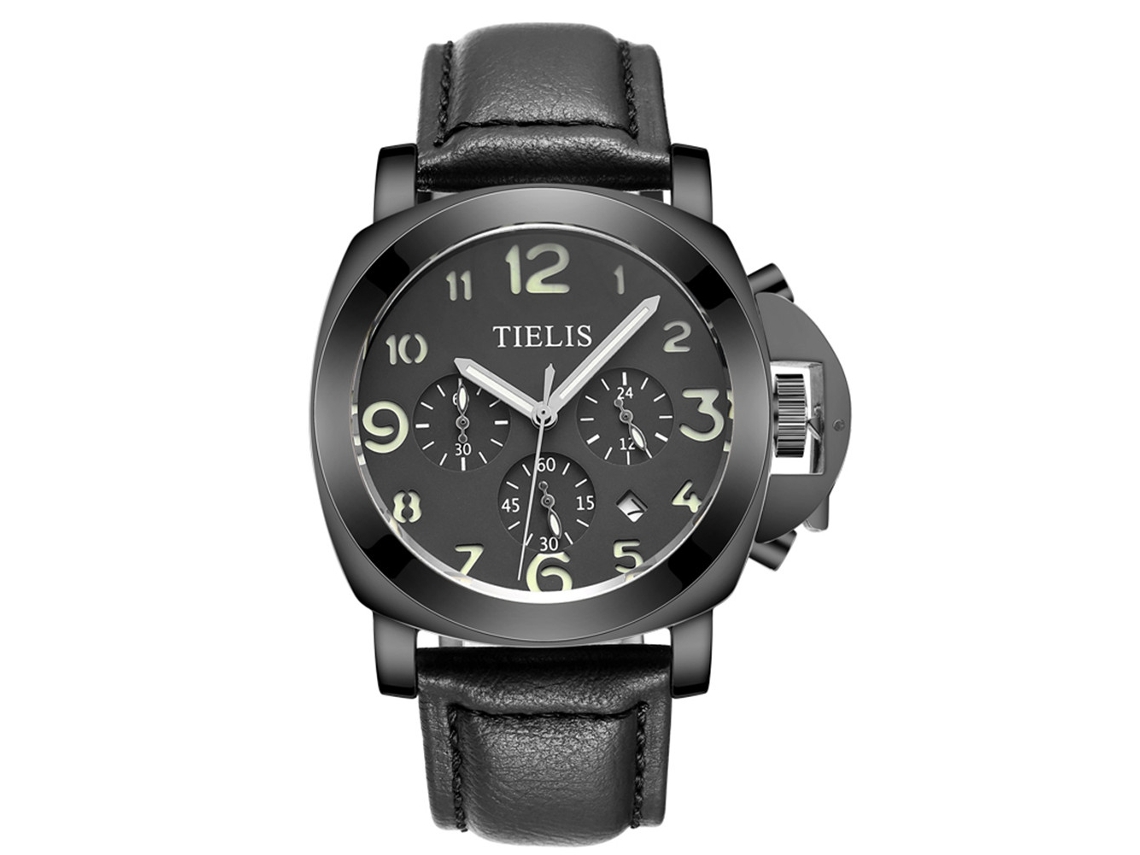 Reloj Hombre Analógico De Cuero Resistente Al Agua Movimiento De Cuarzo Casual