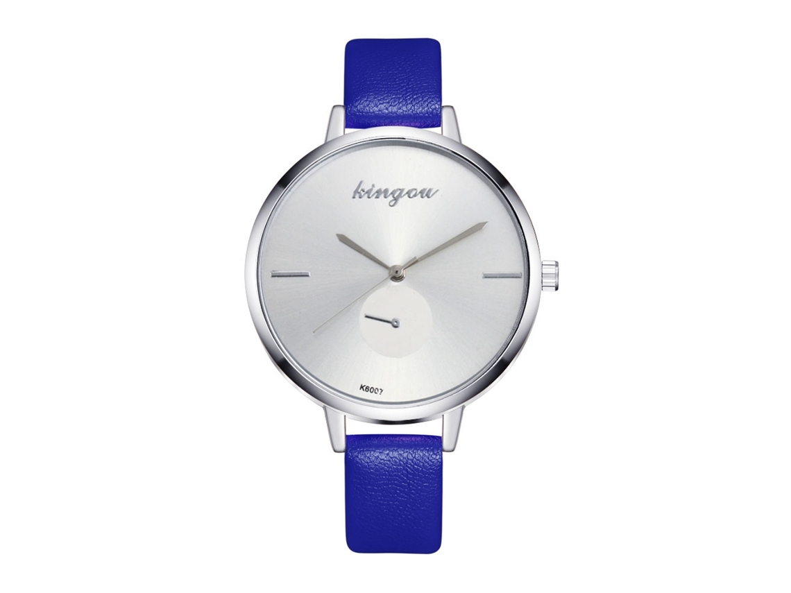 Reloj De Pulsera De Cuarzo Para Mujer Zhoulianfa Con Correa De Piel Sintética Azul Para El Tiempo Libre.