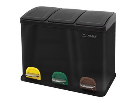 Cubo de basura 24 litros negro con tres cubos de 8 litros cada uno Diseño ML
