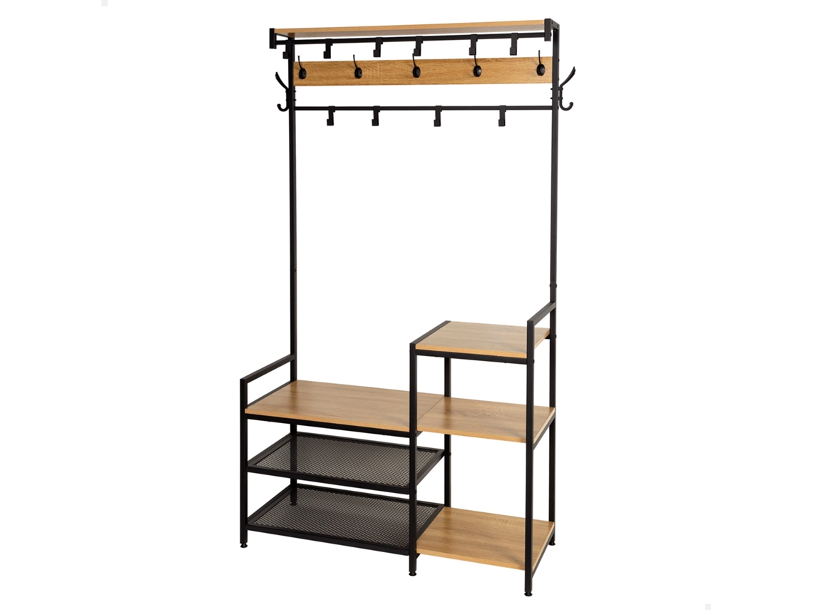 Zapatero de Entrada en Madera y Acero con 4 Estantes 102X40X180 Cm MAX HOME