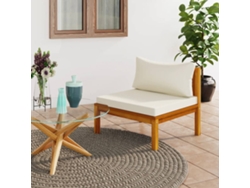 Sofá LOVELY HOME Relax de Centro Seccional con Almohadón en Blanco Nata de Acacia Maciza (65 x 69 x 62,5 cm)