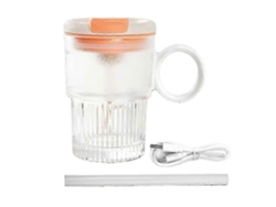 Taza mezcladora automática, taza eléctrica para mezclar café con pajita, color cian, para batidos de proteínas y bebidas TAISHENGDA