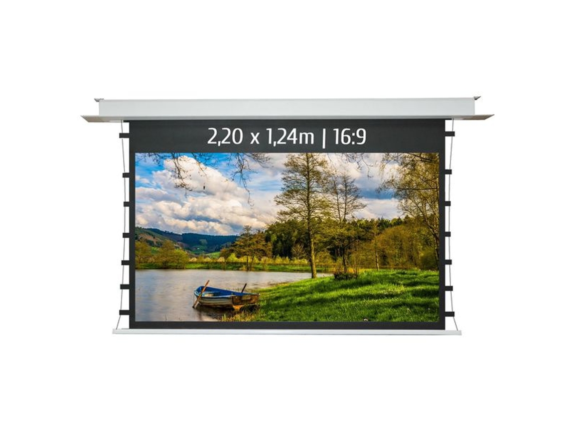 Pantalla de proyección eléctrica tensionada empotrable 2,20 x 1,24 m, Formato 16/9 - Pantalla Inteligente con función WiFi