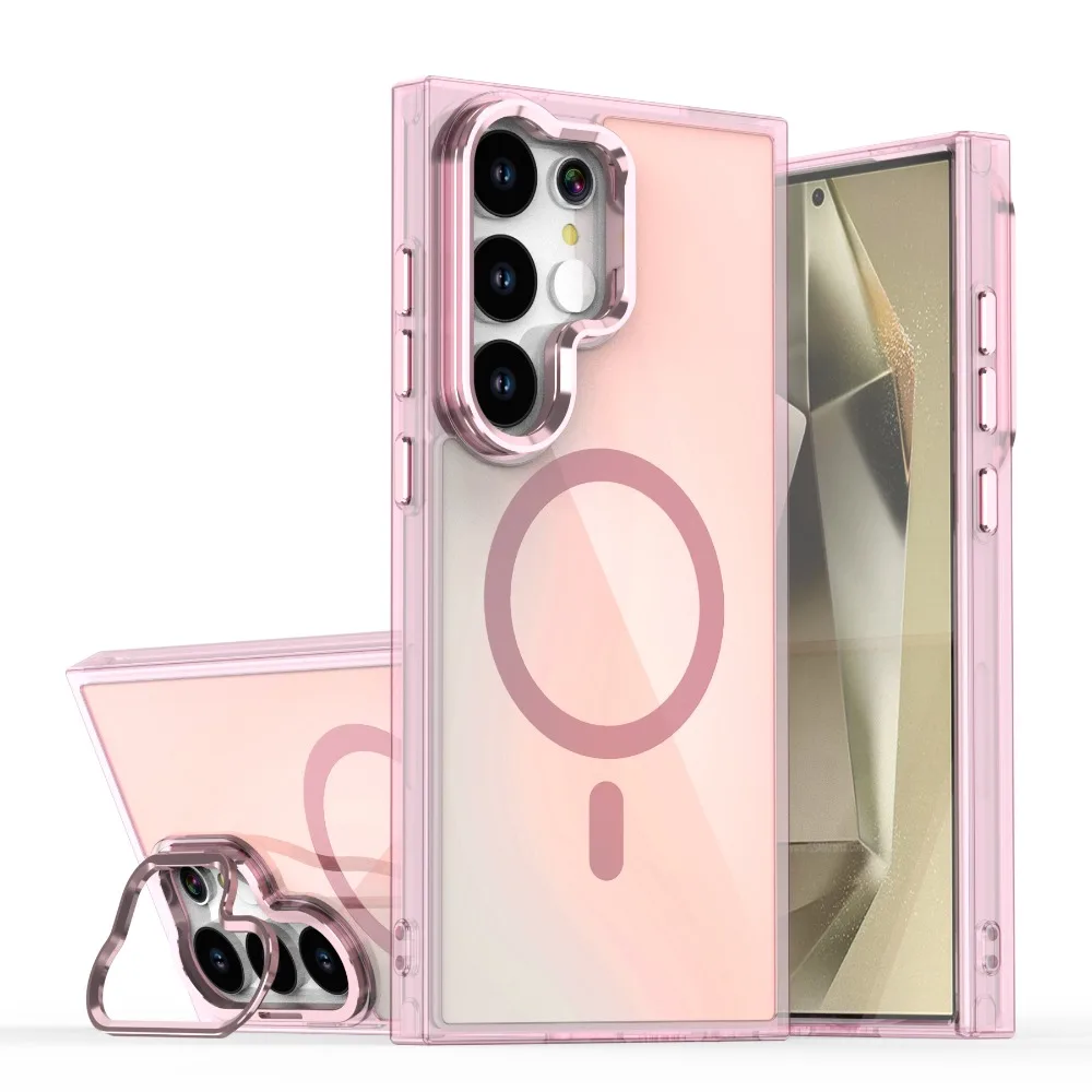 (galaxy S25 Ultra, Rosa) Funda Protectora Magnética Magsafe Para Samsung Con Soporte De Repuesto