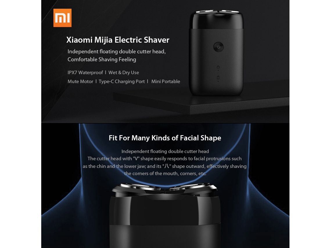 Afeitadora Eléctrica Xiaomi Mijia Con 2 Cabezales Flotantes, Resistente Al Agua Ipx7, Recargable Por Usb, Para Afeitado En Seco Y Húmedo.
