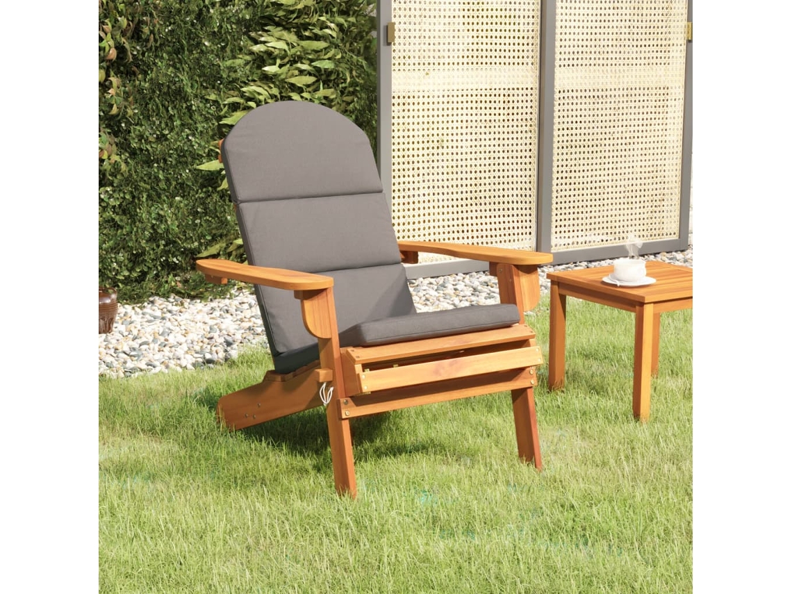 Silla De Jardín | Silla De Exterior | Sillon Jardín Adirondack Con Cojines Madera Maciza Acacia Wsd56407