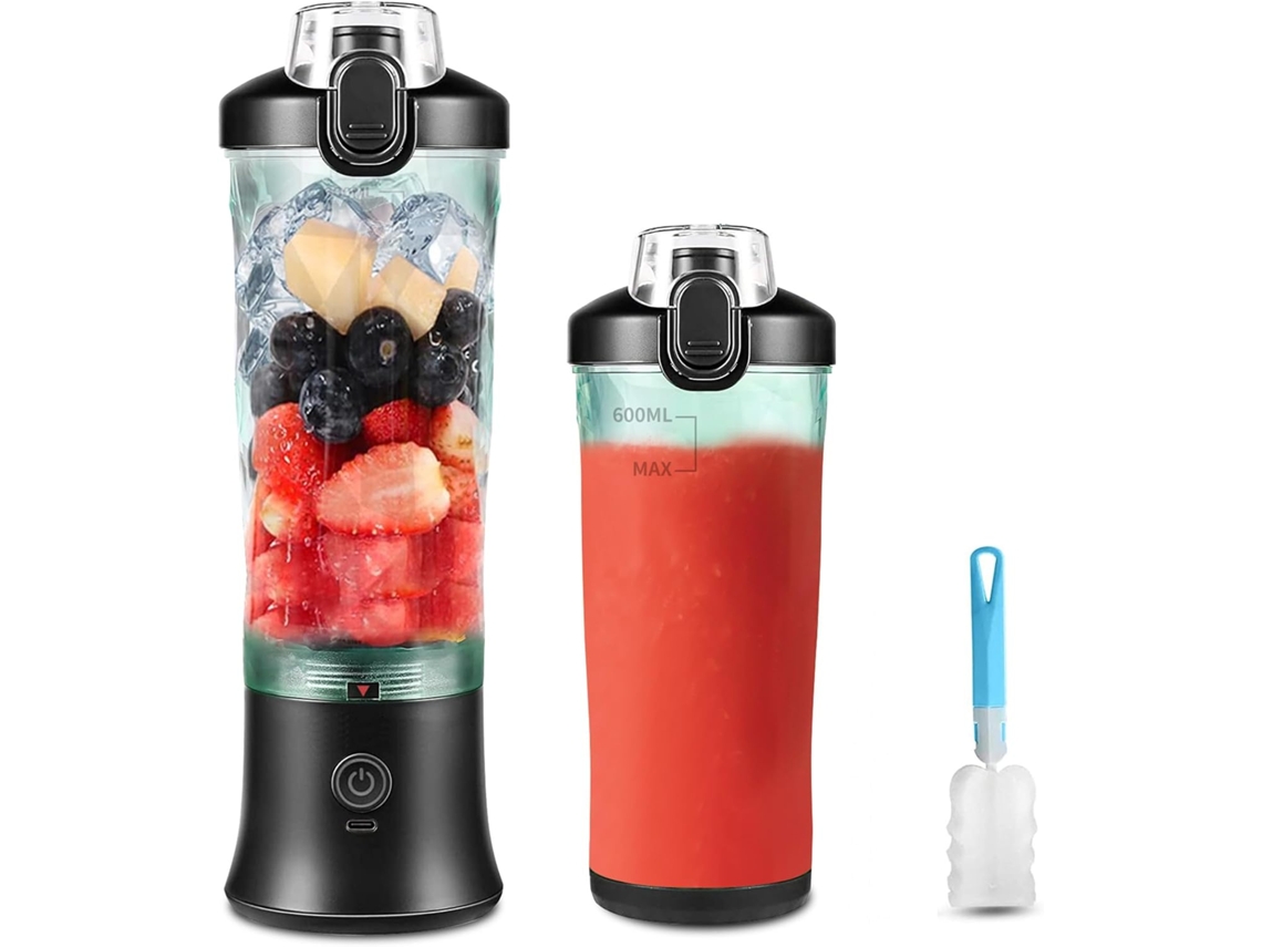 Licuadora USB de 600 ml, batidora portátil de 270 W para batidos y smoothies Bisbisous (negra)