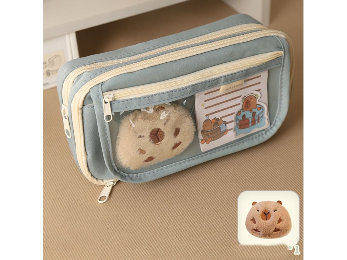 (estilo 5) Estuche Grande Con Estampado De Dibujos Animados, Portalápices A Presión, Pegatinas Y Llavero.