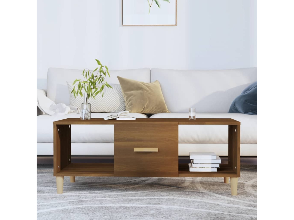 Mesa de Centro Apoyo 102X50X40 cm Derivados Madera Roble Castaño
