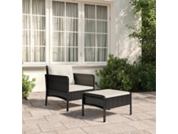 Conjunto de jardín de 2 piezas DKD Home Decor con cojines de mimbre negros