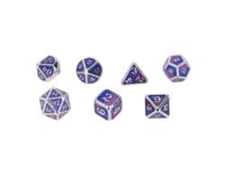 -set De 7 Dados Metálicos Poliedros De Juego De Mesa Con Números Blancos Claros Y Color Rosa