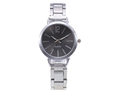 Reloj De Pulsera De Cuarzo Informal Para Mujer Con Brazalete De Acero Plateado Y Negro.