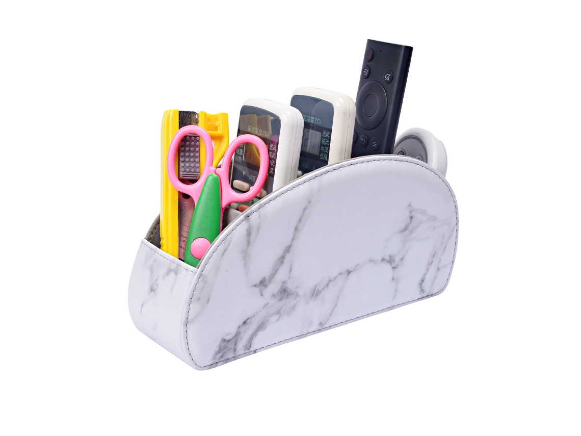 Organizador de control remoto de TV de cuero sintético con 5 compartimentos