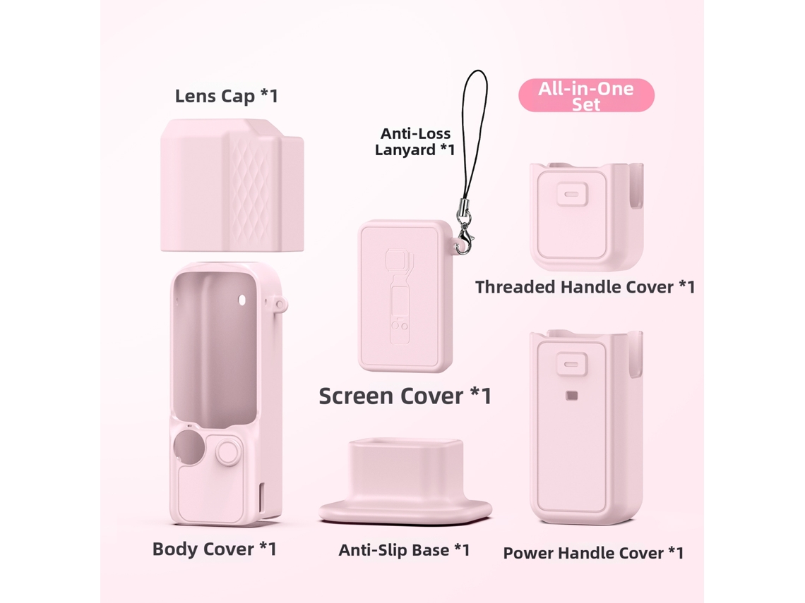 Juego de 6 fundas protectoras de silicona para DJI Osmo Pocket 4 Digitallab (rosa)