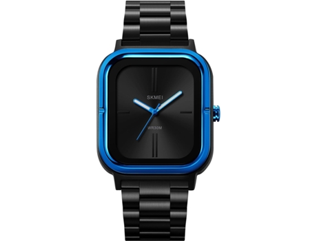 VEANXIN Reloj de pulsera cuadrado resistente al agua de acero inoxidable fácil de leer para hombre-Oro negro