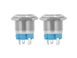2 pulsadores, 4 pines, IP65, reinicio automático, con luz verde, 12~24 VCC
