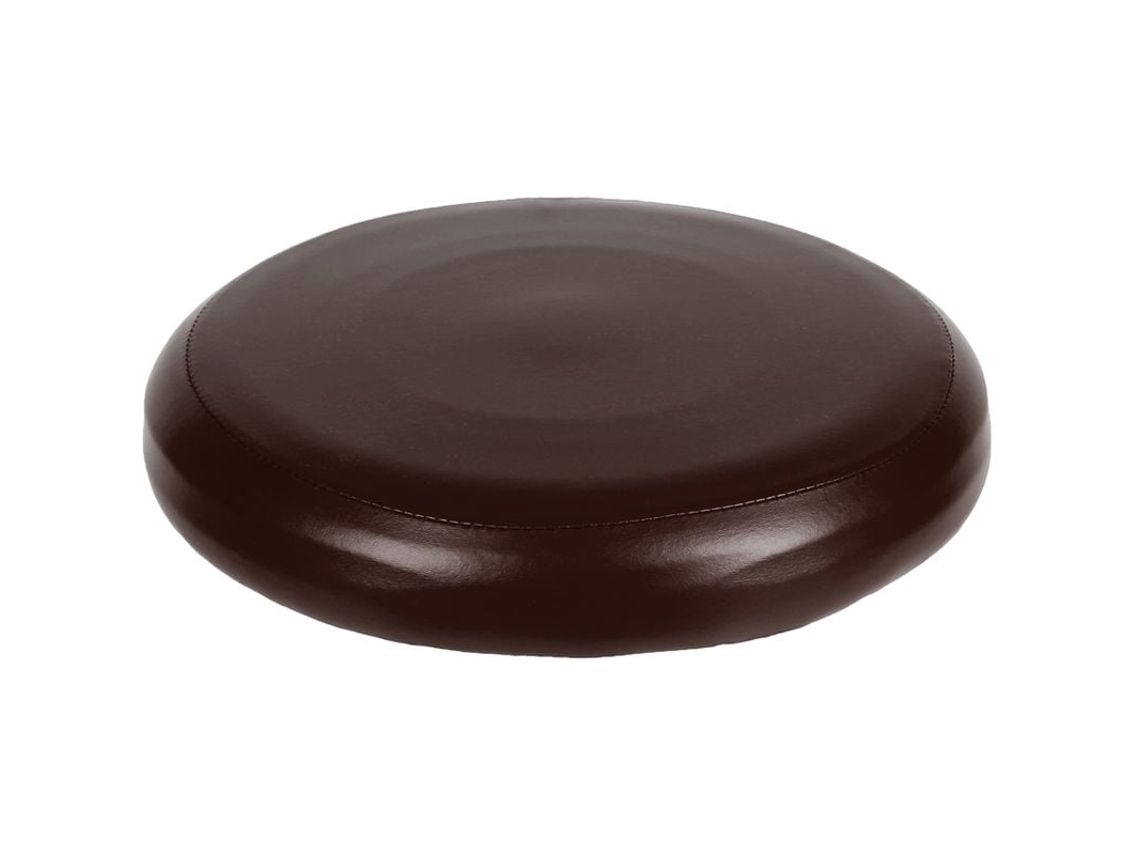 Tapón de banqueta redondo en piel sintética elástica, café