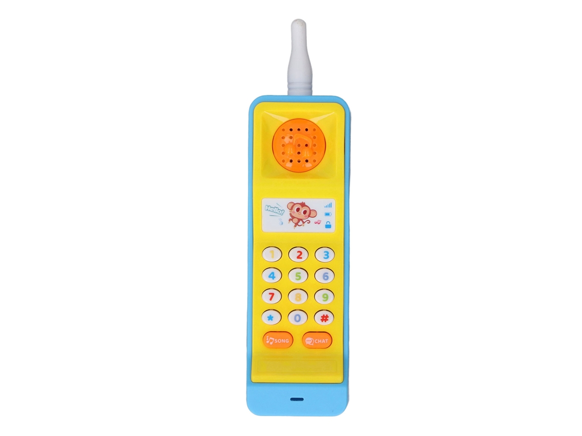 Teléfono infantil educativo musical retro con luces, modelo 2026, para niños y niñas, color azul.