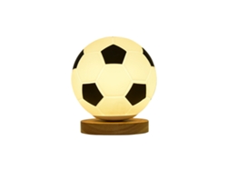 KOFIHETY Luz nocturna de fútbol con base de madera, lámpara de fútbol 3D recargable y regulable con luz cálida alimentada por USB, luz suave portátil sin parpa