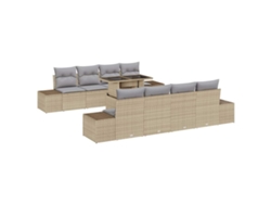 Maison Exclusive - Conjunto de sofás de jardín de 9 piezas en beige y gris claro
