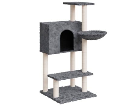 vidaXL Rascador para gatos con postes de sisal gris oscuro 108,5 cm