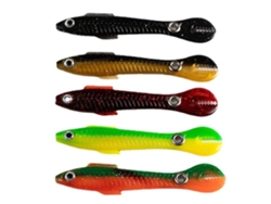 5 Señuelos Blandos De Pesca De 10 Cm Y 6 G, Modelo Biotic Loach Con Cola De Pala, Para Lubina Y Trucha.