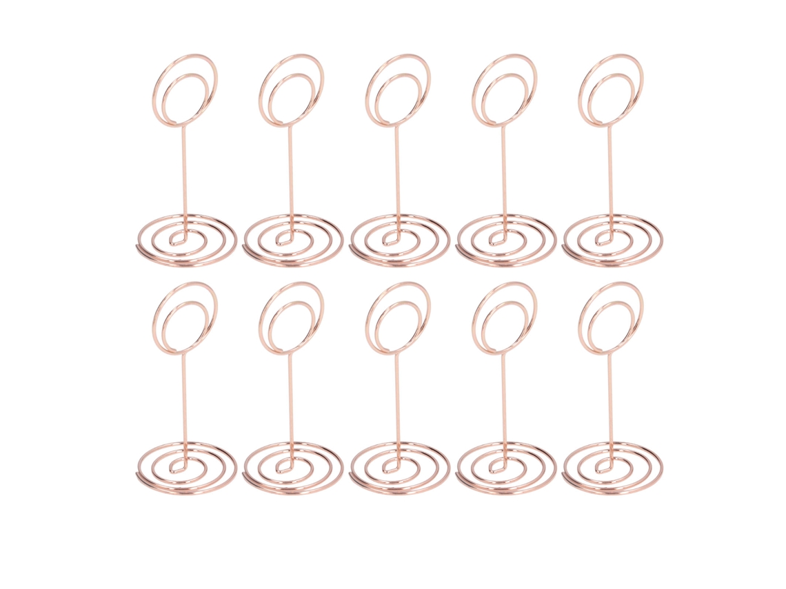 10 Soportes Redondos Para Números De Mesa Con Base Galvanizada En Oro Rosa, Elegantes Y Bonitos Para Bodas.