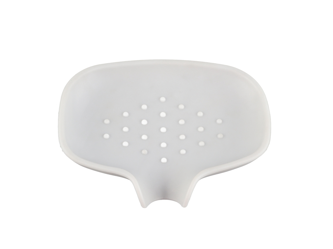 Jabonera De Silicona Con Bandeja De Drenaje Para Lavabo Y Ducha - Almacenamiento Práctico - Gris