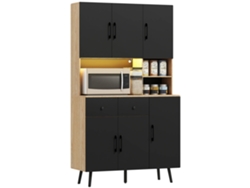 Mueble de cocina con luces LED RGB, diseño moderno, color negro.