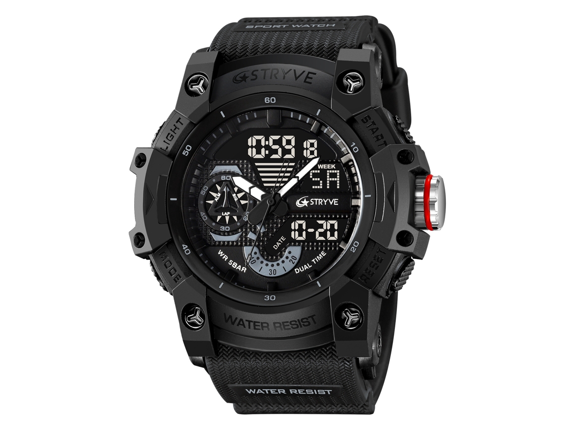 (negro) Elegante Reloj Deportivo Impermeable, Pantalla Luminosa De Doble Pantalla, Reloj Electrónico Multifuncional Para Estudiantes.