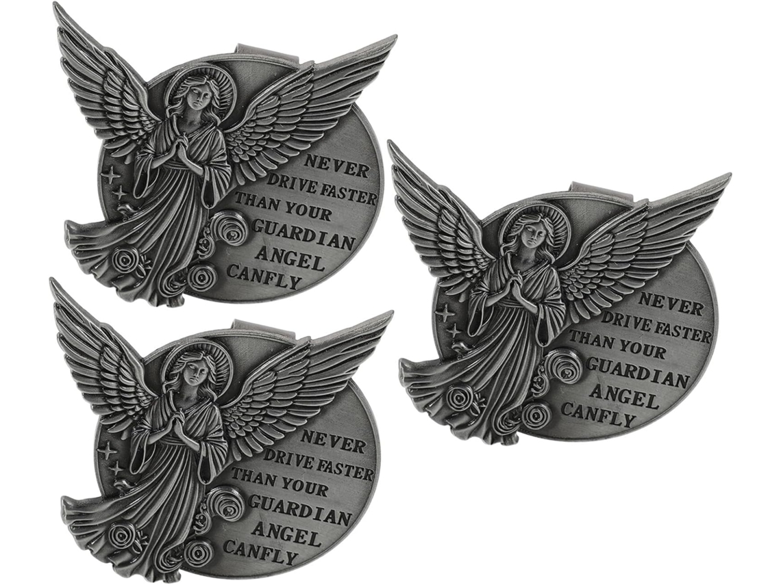 Juego De 3 Clips Para Parasol Con Forma De Ángel En Metal Plateado Pulido, Estilo Antiguo, Para La Decoración Del Coche Familiar.