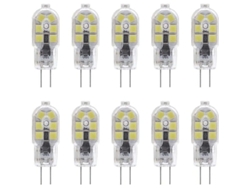 Paquete De 10 Bombillas Led G4 De 2 W Para Timbre De Cocina, Ac/dc 12 V, Equivalente A Halógena De 20 W, 200 Lúmenes, Blanco Frío 6000 K, No Regulable.