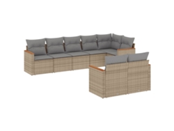 Maison Exclusive - Juego De Sofás Jardín Con Cojines Beige Mezcla 8 Pzas Ratán Pe