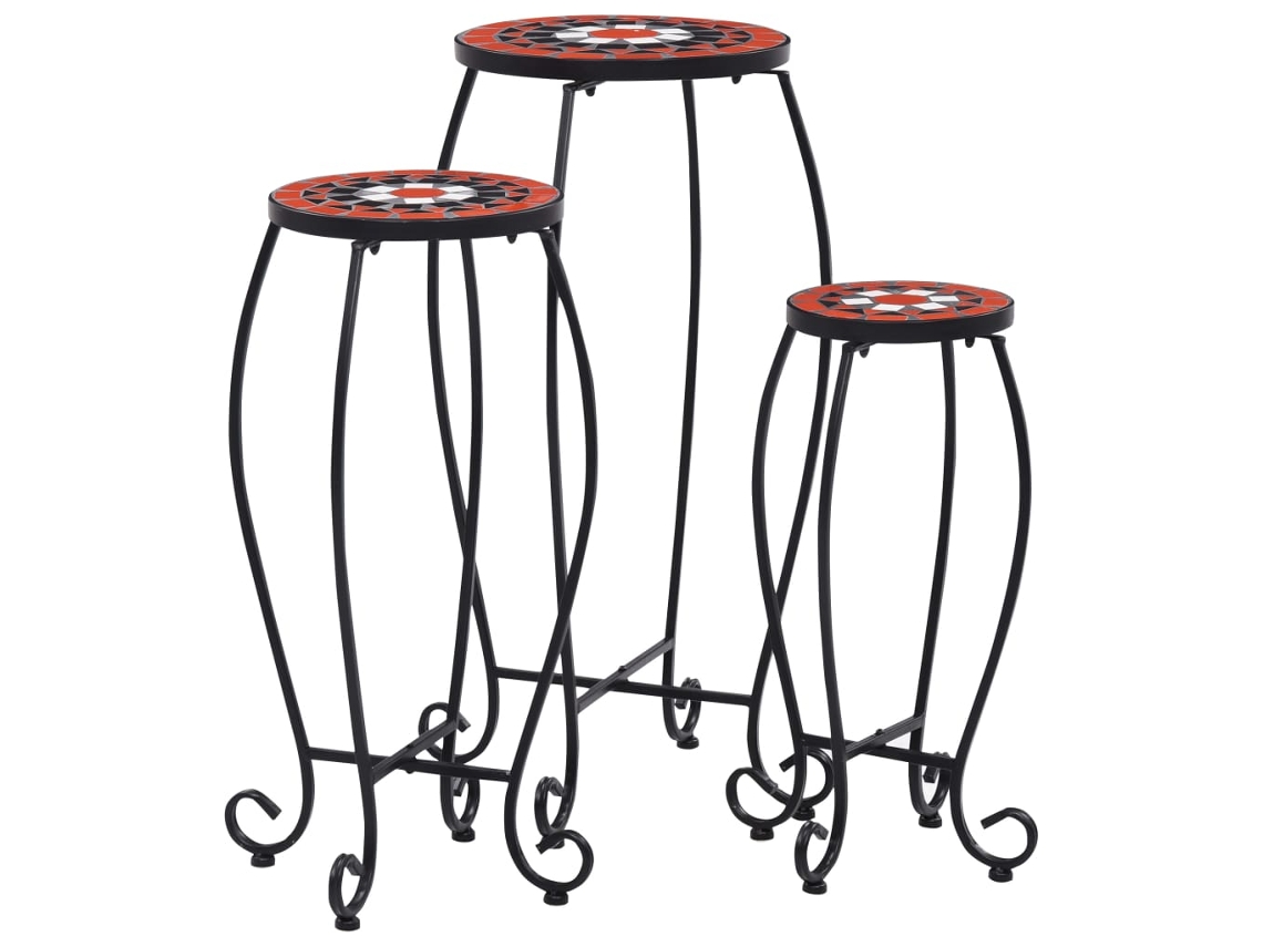 Conjunto 3 Mesa VIDAXL Marrón Cerámica