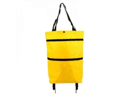 Carrito de compra plegable Pretty Comy con ruedas, bolsa de compra plegable grande, organizador de alimentos y verduras, amarillo.